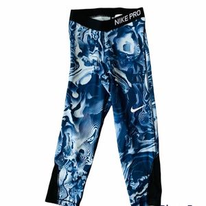 Nike Pro Blue Marbled Capri Leggings